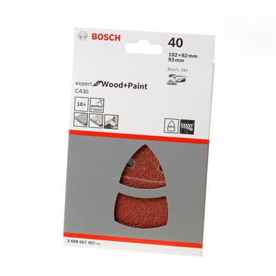 Bosch - 10-delige schuurbladset 102 x 62, 93 mm, 40