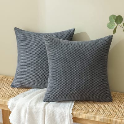 Unyqoos ® Stijlvolle Corduroy Kussenslopen voor Moderne Interieurs, Set van 2, Donkergrijs, 40 x 40 cm