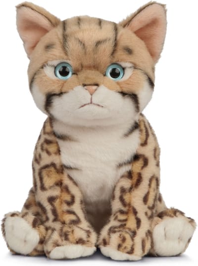 Living Nature - Pluche Bengaalse kat/poes - lichtbruin - 16 cm - knuffel - speelgoed
