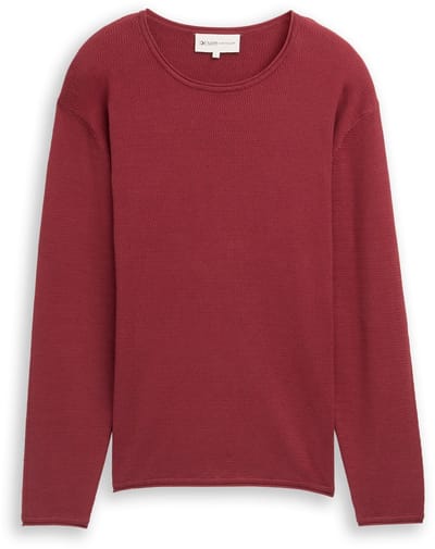 Tom Tailor Denim - Gebreide trui van katoen - Maat M - burnt russet