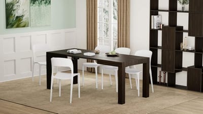Uittrekbare Eettafel HomeByNicole – Italiaans Design, Donker Notenhout, Ruimtebesparend, Verstelbaar 120-200 cm – Luxe Melamine Tafel voor 6-8 Personen, Krasbestendig en Spatwaterdicht