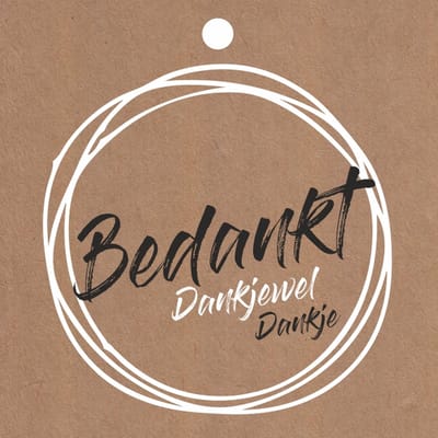 Luxe Bloemenkaartjes - Wenskaarten - Cadeaukaart - Bruin - Bedankt - 7x7cm - 20 Stuks - Met Boorgaatje