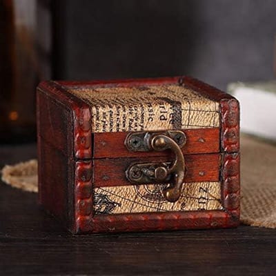 Houten Ringopbergdoos met Deksel - Vintage Mini Sieradendoos - Handgemaakt - Sieradencontainer voor Ringen en Oorbellen - Opbergdoos voor Sieraden - Displaybox - Houten Kistje (2#)