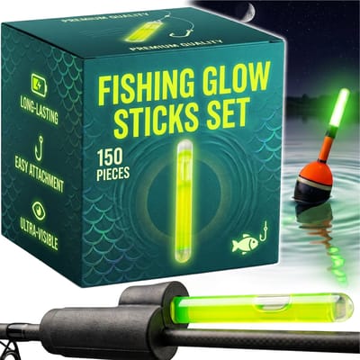Glow Adapters voor visdobbers Lichtstokjes Set 150 stuks, 100 Geelgroene Glow Sticks 4cm en 50 Transparante Adapters, Nachtvisserij Dobber Hengeltop Aanhapindicator, Camping Grofvisserij Glowende