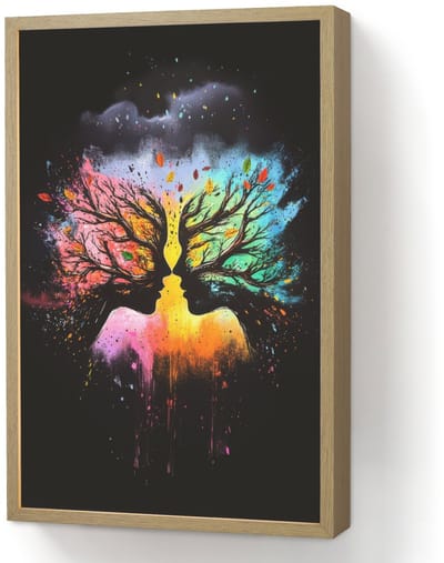 Wandlamp 40x60 cm - Oplaadbaar - Gezichten - Silhouetten - Kleurrijk - Takken - Wandlampen binnen woonkamer - Slaapkamer lamp - Decoratieve nachtlamp - Vloerlamp draadloos