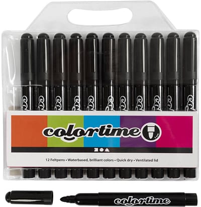Colortime stiften, lijndikte 5 mm, zwart, 12 stuk/ 1 doos