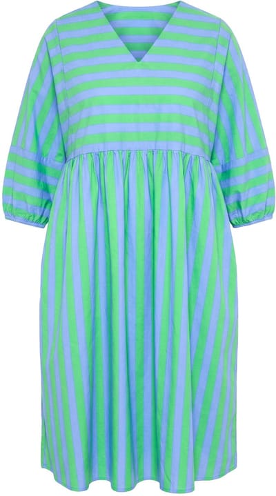 Angel of Style - Dames - Midi-jurk A-lijn strepenmix 3/4-ballonmouwen - Lichtblauw - Maat 50