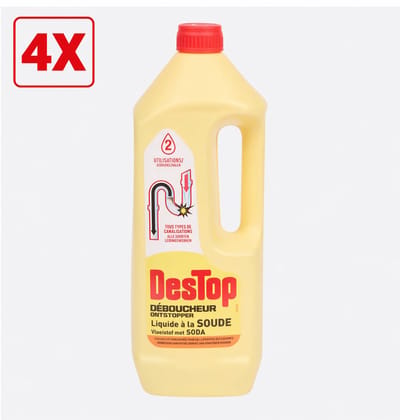 4 x Ontstopper - Destop - Met Soda - 1L - Alle soorten leidingwerken - Werkt in 2 uur