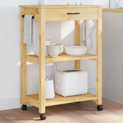 vidaXL - Keukentrolley - MONZA - 60x40x88,5 - cm - massief - grenenhout - honingwas
