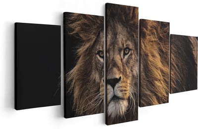Artaza Canvas Schilderij Vijfluik Leeuw - Leeuwenkop - 100x50 - Foto Op Canvas - Canvas Print