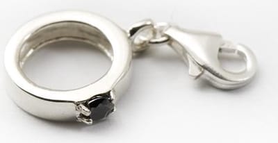 Zilveren Kristalgeslepen ring zwart armband bedel