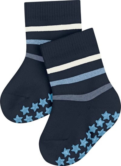 FALKE Multi Stripe Noppen op de zool katoen huissokken baby blauw - maat 62-68
