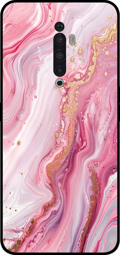 Smartphonica Telefoonhoesje Geschikt voor Oppo Reno2 Z met marmer opdruk - TPU backcover case marble design - Roze geschikt voor Oppo Reno2 Z