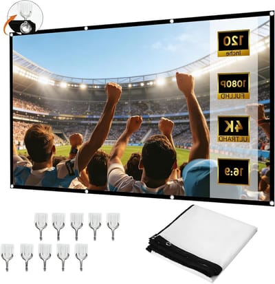 Vouwbaar Projectiescherm van 300 cm voor Buiten en Binnen, 16:9 HD, Kreukvrij en Makkelijk mee te nemen, Ideaal voor Thuisbioscoop, Kamperen en Presentaties