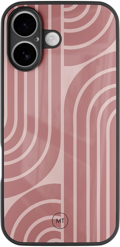 Hoesje geschikt voor iPhone 16 - Blush shapes - Luxe Hard Case - Print - Roze - Mooie Telefoonhoesjes