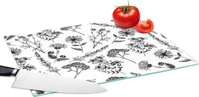 Glazen Snijplank - 39x28 - Bloemen - Kruiden - Vintage - Patronen - Snijplanken Glas