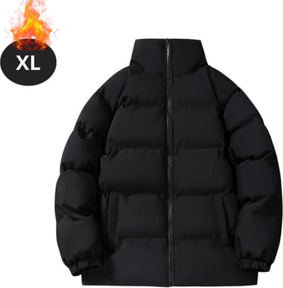 Livano Winterjas - Parka - Heren - Winter - Fleecejas - Volwassen - Stijlvol - Gewatteerde Jas - Zwart - XL
