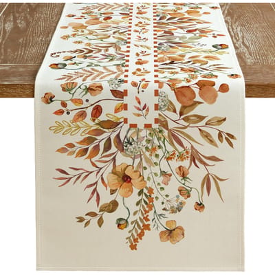Dankzijzegging Herfst Kalkoen Pompoen Bloemen Linnen Tafelkleed voor Herfst Keuken Bruiloft Feest Tafeldecoratie Dankzijzegging Decoraties 150x33cm