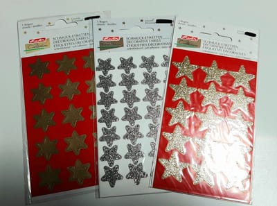 set van 3 stickervellen ster - sterretjes stickers goud en zilver - 17mm en 20mm - vijfpunts en zespunts ster - sticker - glitter - 51 sterren
