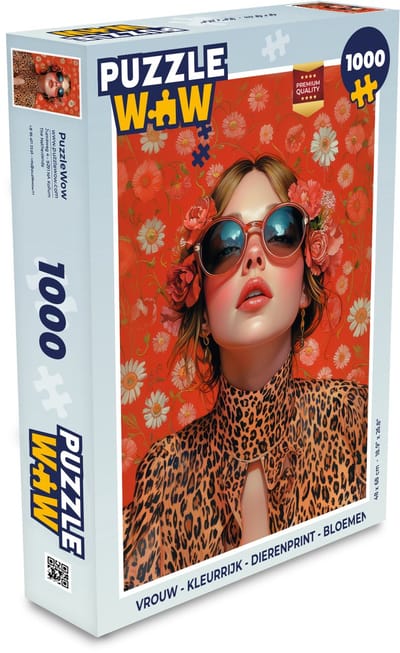 Puzzel Vrouw - Kleurrijk - Dierenprint - Bloemen - Legpuzzel - Puzzel 1000 stukjes volwassenen