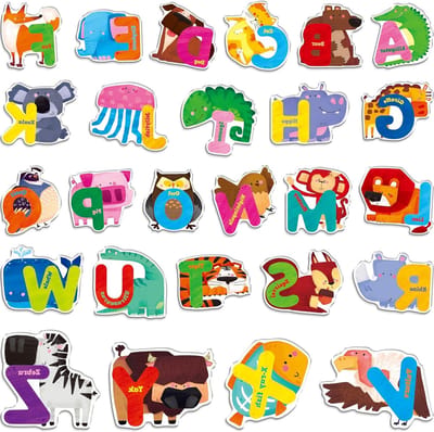 26 Dikke Dieren Jelly Stickers - Herbruikbare Letter Gel Plakstickers voor Kinderen en Volwassenen, Ideaal voor Thuis en Klaslokalen, Perfect voor Feestdecoraties en Educatieve Activiteiten