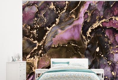 Behang - Fotobehang Marmer - Gold - Steen - Abstract - Breedte 300 cm x hoogte 240 cm