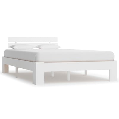vidaXL - Bedframe - massief - grenenhout - wit - 120x200 - cm