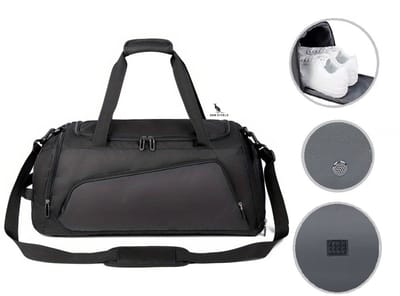 San Vitale® - Sporttas - Yoga tas - Reis tas - Voetbaltas met Bodemvak - Voetbaltas Kinderen - Weekender - Schooltas - incl. Schoenen vak - 35L - Voetbal Tas - Hand bagage - Zwart