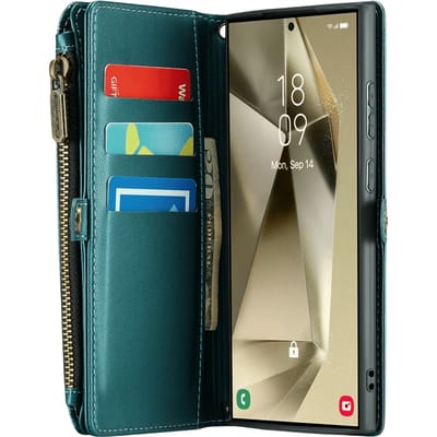 Caseme Samsung S24 Ultra Clutch Wallet met Koord Groen
