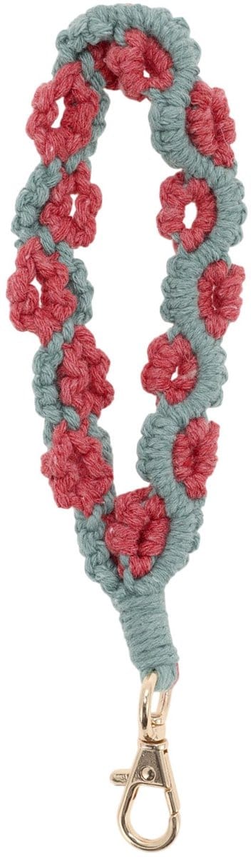 Dailygoods- Sleutelhanger Boheemse stijl - Macramé sleutelhanger - Kunstparels - Polssleutelhanger - Duurzaam - Handgemaakt met bloemenpatronen - Sleutelring