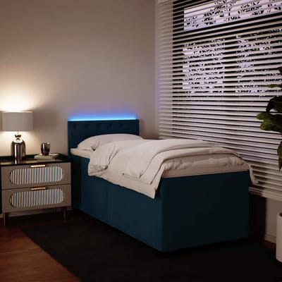 vidaXL - Boxspring - met - matras - fluweel - blauw - 100x200 - cm