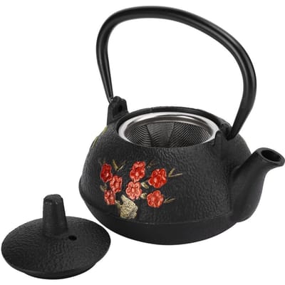 Gietijzeren theepot met imitatie van Japanse ongecoate pruimenbloesem en bamboe als cadeaudecoratie 0,3L