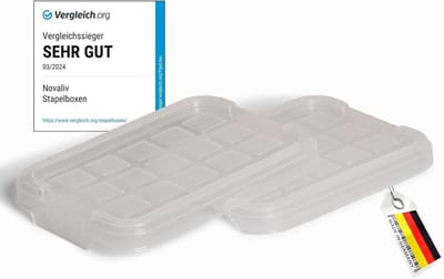 Novaliv 2X vervangende deksels 2 liter met clipsluiting 19x14 cm transparant