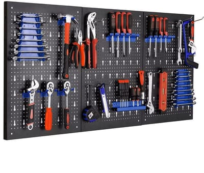 JOYNEXTBUY - Metalen Pegboard Wandorganizer - 120 × 60 cm – Gereedschapswand - 17 Accessoires – Opbergsysteem - Gereedschap – Rood