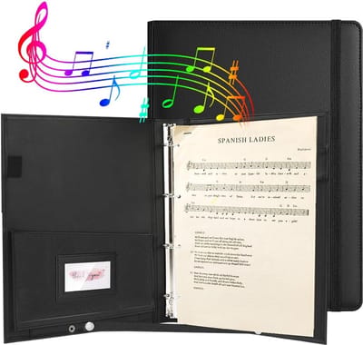 Ynkkvre - Muziekpartituurhouder - Pu-leer Muziekmap - Geschikt Voor A4 Notenbladen Met 120° En 180° Openingshoek - 1 Stuk - Voor Piano, Viool En Orkestgebruik Zwart