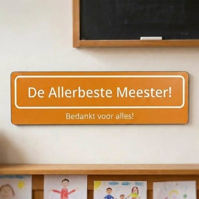 Straatnaambord | Bedankt Meester | De Meesterstraat | Bedankt | Cadeau | Dibond| Oranje | Fotofabriek
