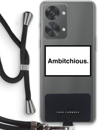 Case Company® - Hoesje met koord geschikt voor OnePlus Nord 2T hoesje met Koord - Ambitchious - Telefoonhoesje met Zwart Koord - Bescherming aan alle Kanten en Over de Schermrand