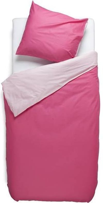 Snoozing Two Tone - Dekbedovertrek - Eenpersoons - 140x200/220 cm + 1 kussensloop 60x70 cm - Fuchsia/Roze