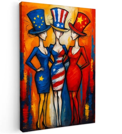 Canvas schilderij - The New World Order - 60x40 cm - Abstracte kunst - Huis decoratie woonkamer - Land muur schilderijen - Wanddecoratie accessoires - Kamer interieur natuur