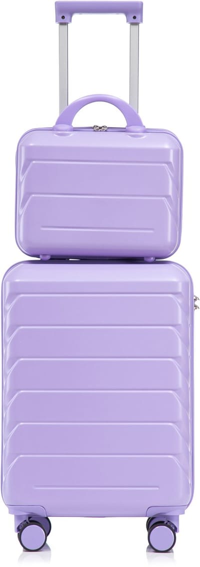 Kofferset - Hartschalenkoffer - Gepäckset - Reisekoffer - ABS - 360° Wielen - Cijferslot - Krasbestendig - Reizen - 55cm - 2-delig - Blauw/Paars