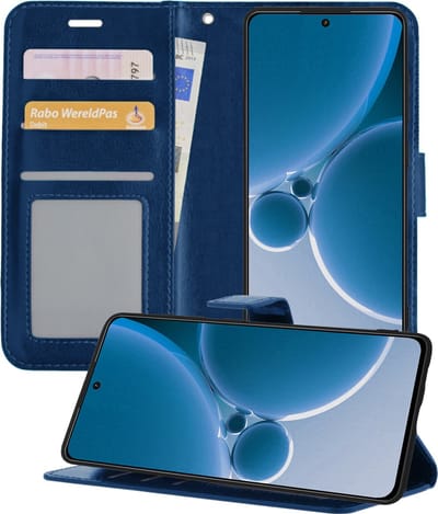 Hoesje - Geschikt voor OnePlus Nord 3 - Luxe Bookcase - Walletcase Hoes - Portemonnee - Cover - Telefoonhoes - Donkerblauw
