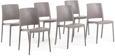 Dailygoods- Stapelbare Stoelen Weerbestendig - Tuinstoelen Set van 6 - Polypropyleen met Glasvezel - Onderhoudsvriendelijk - Modern Design - Duurzaam Product