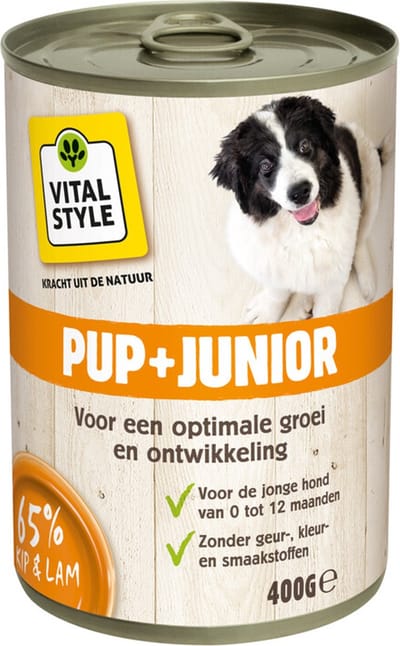 6x VITALstyle Hondenvoer Blik Puppy - Junior 400 gr