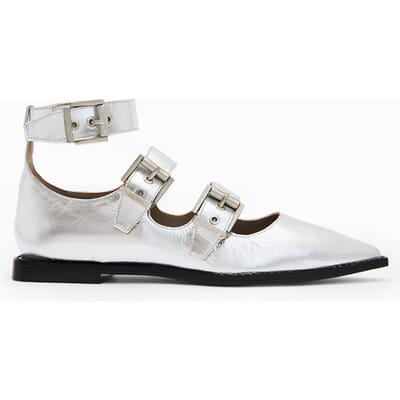 AllSaints Susan Buckle Shoe Silver Maat: 36 | Sandalen Outlet | Dames | Zilver