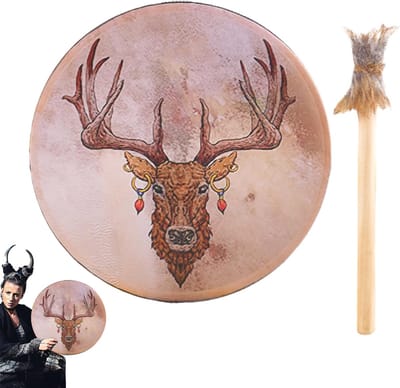 Spirituele Trommel - Meditatie Instrument - Spirituele Ceremonie - Handgemaakt Kwaliteit - 25 cm Diameter - Bruin