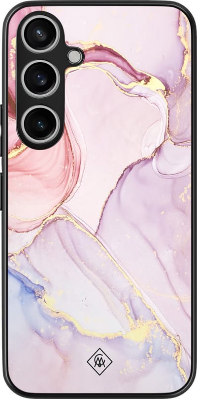 Casimoda® hoesje - Geschikt voor Samsung Galaxy A35 5G - Marmer roze paars - Zwart TPU Backcover - Marmer - Paars