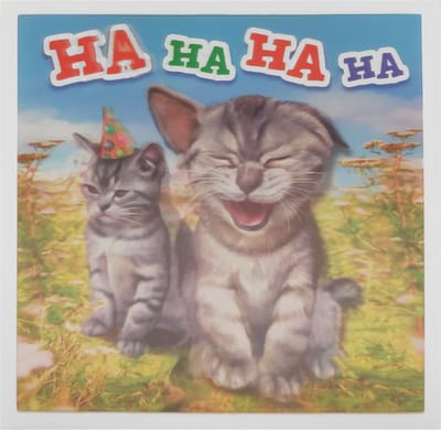 Depesche - 3D wenskaart met poezen en tekst "Ha ha ha ha" - 014