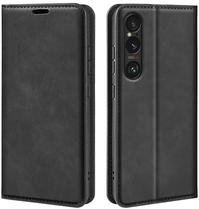 MobyDefend Hoesje - Geschikt voor Sony Xperia 1 VII - Luxe Wallet Bookcase (Magnetische Sluiting) - Zwart