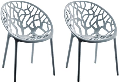 CLP Hope 2er Set stapelbare Tuinstoelen - Weerbestendig & UV-bestendig - Kunststof Stoelen met Armleuningen - Modern Design - grijs