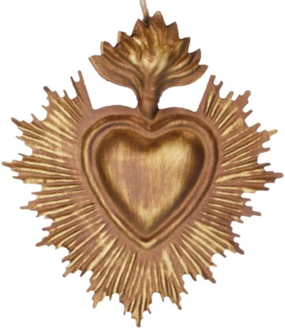 Heilig Hart hangend, metaal 10x12,5cm
